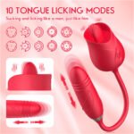 4 in 1 Tongue Licking Rose Vibrator with Thrusting Dildo (Third Generation)